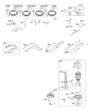B&S - serijska številka  od 40  407777-0117-E1 A - Alternator, ogrodje ožicenja, zaganjalnik, vžig della Marca Stihl