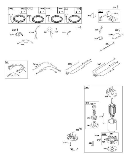 B&S - serijska številka  od 40  407777-0117-E1 A - Alternator, ogrodje ožicenja, zaganjalnik, vžig della Marca Stihl