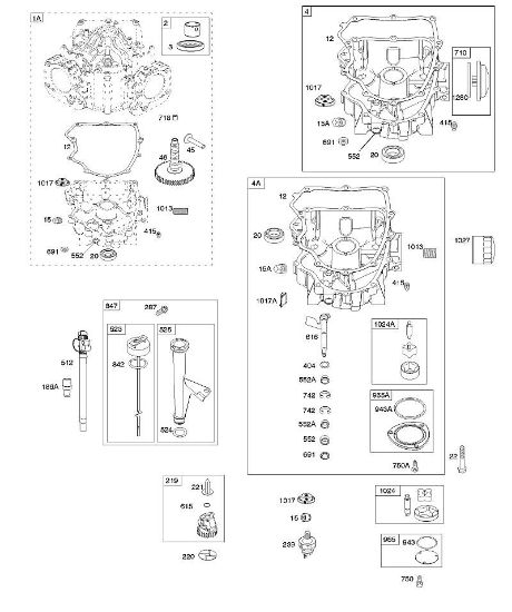 B&S - serijska številka  od 40  407777-0117-E1 G - Oljna kad motorja, crpalka za olje, komplet merilna palica/cev della Marca Stihl