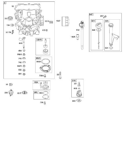 B&S - serijska številka  od 44  445577-0138-B1 F - Oljna kad motorja, crpalka za olje, komplet merilna palica/cev della Marca Stihl
