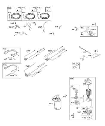 B&S - serijska številka  od 44  445577-6138-B1 A - Alternator, ogrodje ožicenja, zaganjalnik, vžig della Marca Stihl