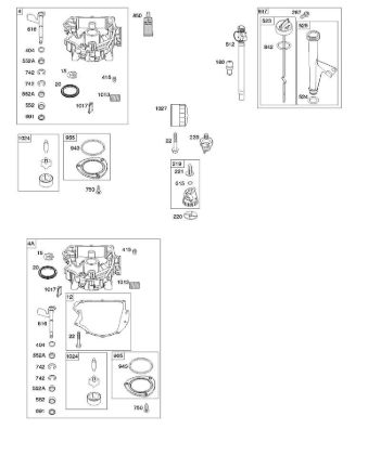 B&S - serijska številka  od 44  44N677-0017-B1 F - Oljna kad motorja, crpalka za olje, komplet merilna palica/cev della Marca Stihl