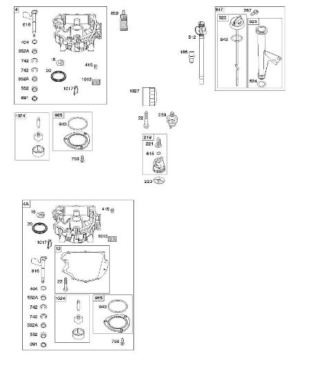 B&S - serijska številka  od 44  44N677-0017-B1 F - Oljna kad motorja, crpalka za olje, komplet merilna palica/cev della Marca Stihl
