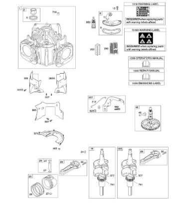 B&S - serijska številka  od 44  44R577-0001-H1 D - Cilinder, odmicna gred, rocicna gred, zracna vodila della Marca Stihl