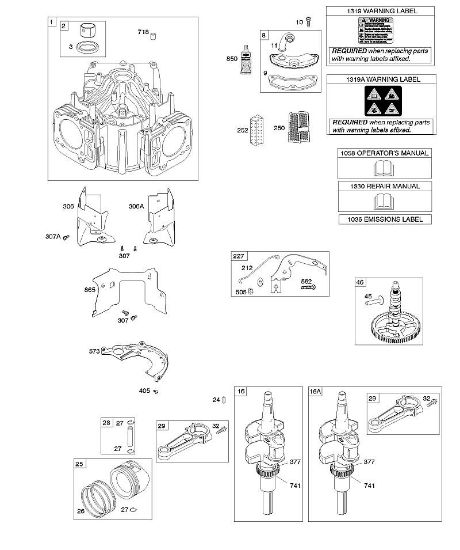 B&S - serijska številka  od 44  44R577-0001-H1 D - Cilinder, odmicna gred, rocicna gred, zracna vodila della Marca Stihl