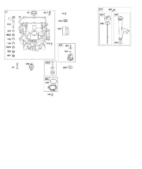 B&S - serijska številka  od 44  44R577-0001-H1 E - Oljna kad motorja, crpalka za olje, komplet merilna palica/cev della Marca Stihl