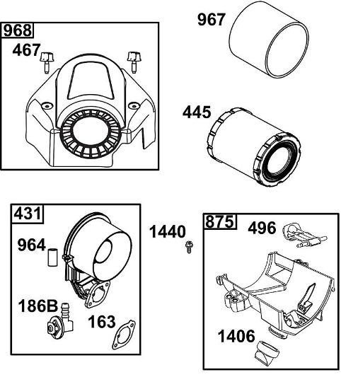 B&S - serijska številka  od 49  49T877-0046-G1 A - SKLOP ZRAcNEGA FILTRA della Marca Stihl