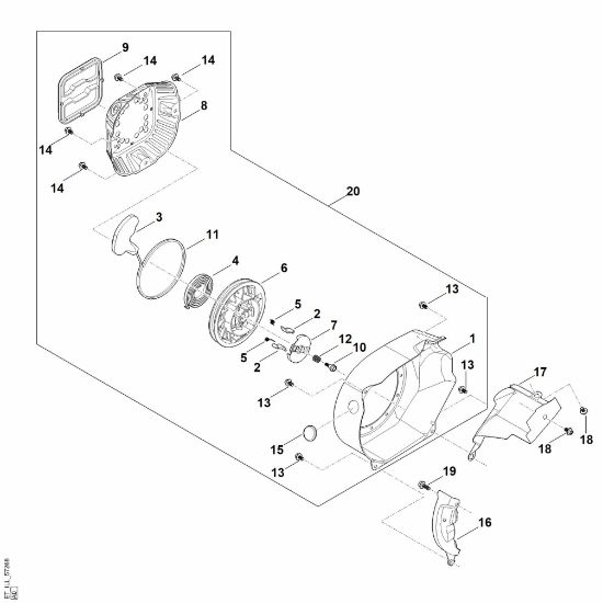 Slika J - Sistem za zagon, ohišje ventilatorja EHC 600.0 (EHC600-0001)