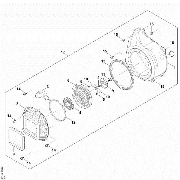 Slika J - Sistem za zagon, ohišje ventilatorja EHC 700.0 (EHC700-0001)