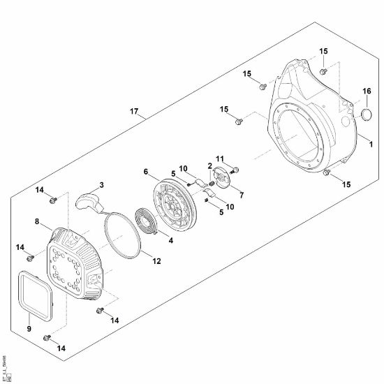 Slika J - Sistem za zagon, ohišje ventilatorja EHC 700.0 (EHC700-0002)