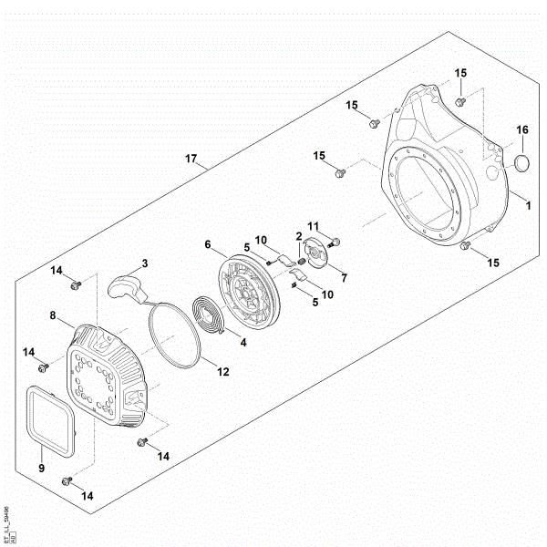Slika J - Sistem za zagon, ohišje ventilatorja EHC 700.0 (EHC700-0002)