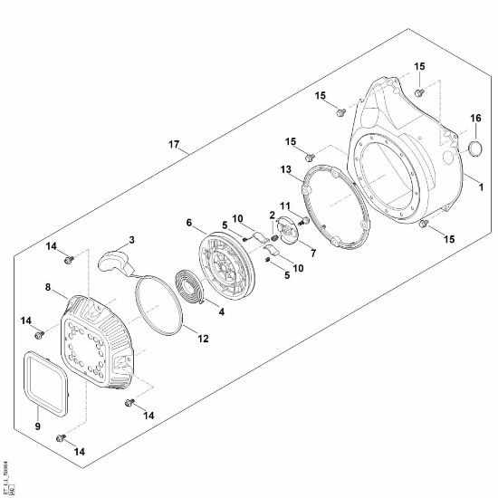 Slika J - Sistem za zagon, ohišje ventilatorja EHC 700.0 (EHC700-0003)