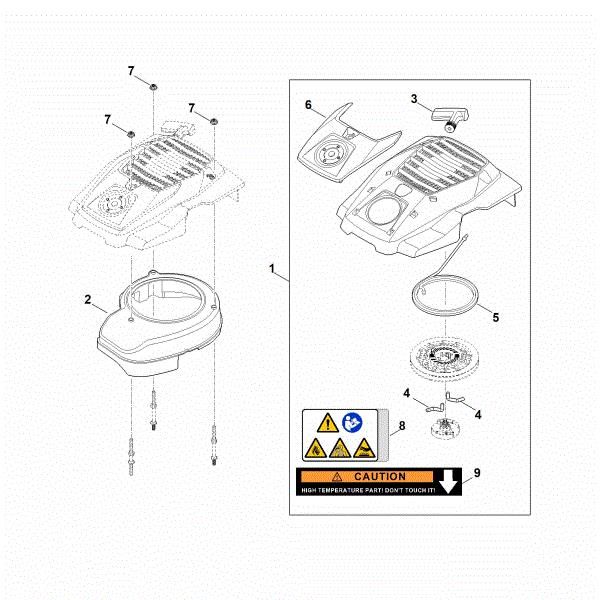 Slika K - Sistem za zagon, ohišje ventilatorja EVC 200.3 (EVC200-0007)