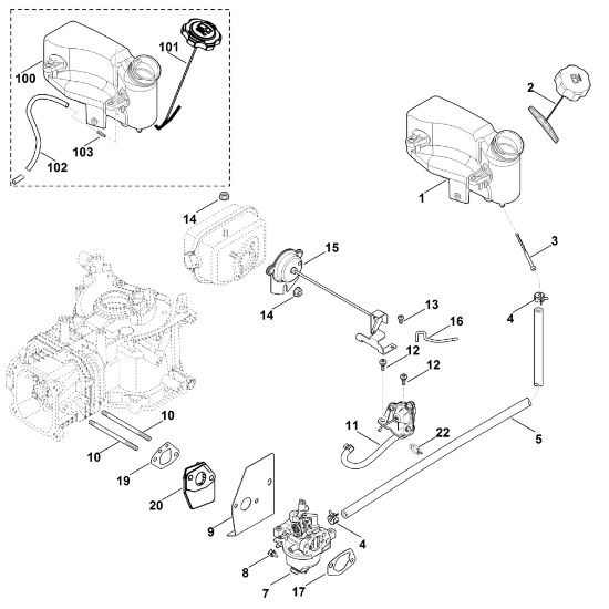 Slika G - Uplinjac, napeljava za gorivo XT-800 (XT800-2052)