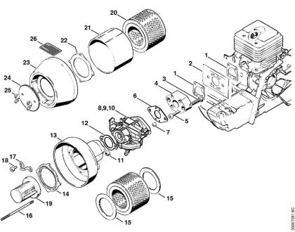Brusilni rezalniki (TS) TS 350 Ohišje filtra, zracni filter della Marca Stihl