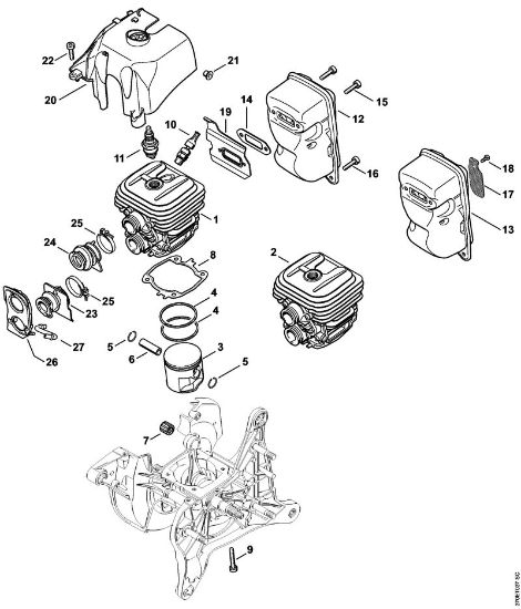 Brusilni rezalniki (TS) TS 410 Valj, dušilec zvoka della Marca Stihl