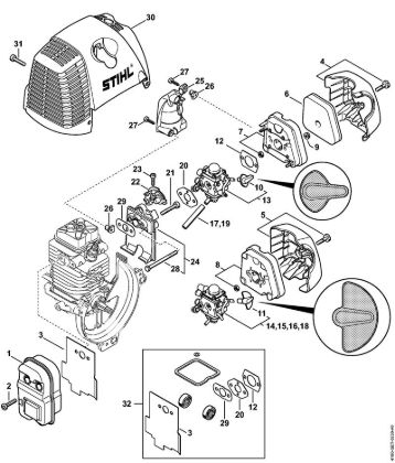 Kombi motorji (KM) KM 100 R Dušilec zvoka, zracni filter della Marca Stihl