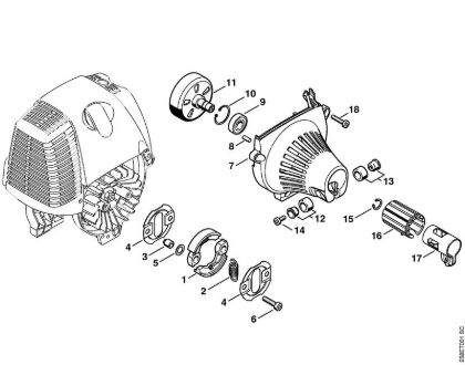 Kombi motorji (KM) KM 130 R Sklopka, ohišje ventilatorja della Marca Stihl