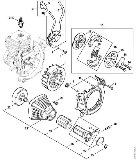 Kombi motorji (KM) KM 235.0 Vžigalna naprava, sklopka della Marca Stihl