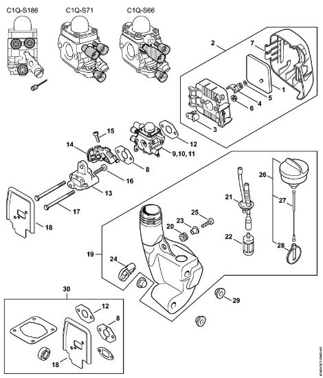 Kombi motorji (KM) KM 55 RC-E Zracni filter, rezervoar za gorivo della Marca Stihl