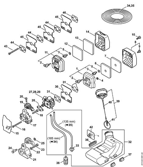 Kombi motorji (KM) KM 85 R Zracni filter, rezervoar za gorivo della Marca Stihl
