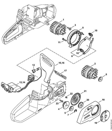 Akumulatorska motorna žaga (MSA) MSA 120 C-B Elektromotor, elektronski modul, pokrov verižnika della Marca Stihl