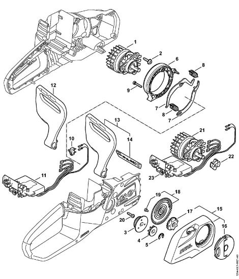 Akumulatorska motorna žaga (MSA) MSA 140 C-B Elektromotor, elektronski modul, pokrov verižnika della Marca Stihl