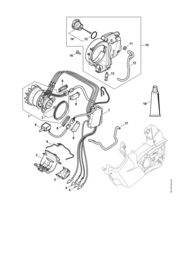 Slika Elektromotor, elektronski modul, rezervoar za olje MSA 161 T