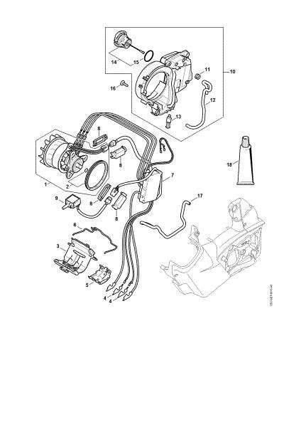 Slika Elektromotor, elektronski modul, rezervoar za olje MSA 161 T