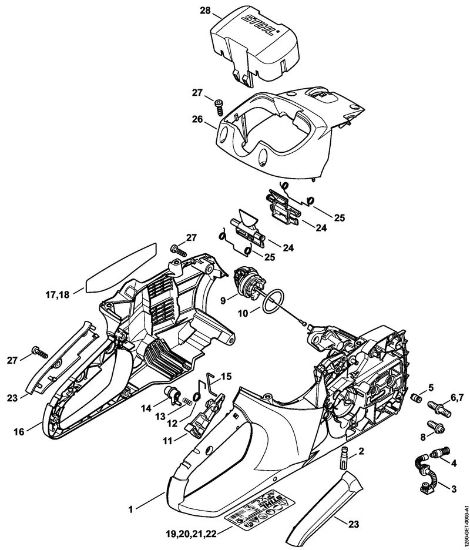 Akumulatorska motorna žaga (MSA) MSA 200 C-B Ohišje rocaja, pokrov della Marca Stihl
