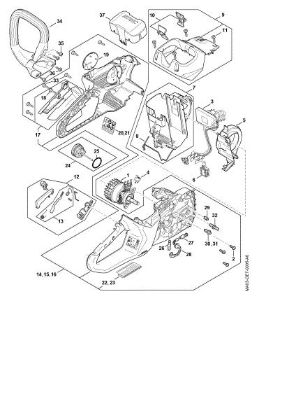 Slika Elektromotor, elektronski modul, Ohišje rocaja MSA 200.0 C-B