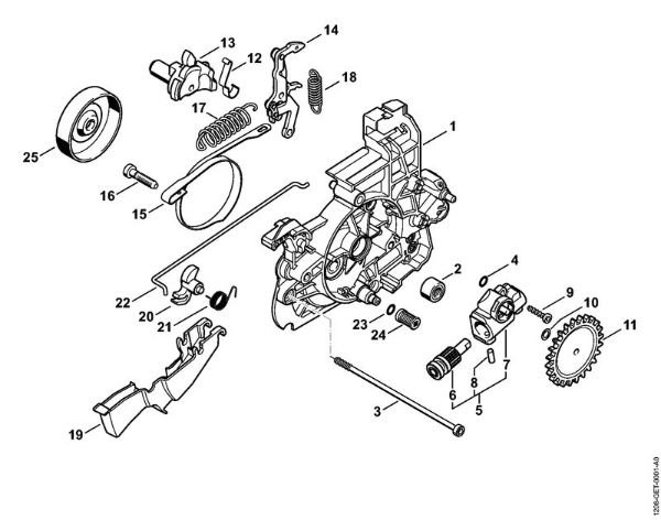 Elektricne motorne žage (MSE) MSE 141 C-Q Ohišje gonila, oljna crpalka della Marca Stihl
