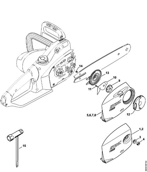 Elektricne motorne žage (MSE) MSE 210 C-BQ Pokrov verižnika, orodja della Marca Stihl