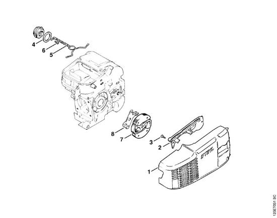 Zage z bencinskim motorjem (MS) 009 Sklopka (33.89), (30.89), (25.84) della Marca Stihl