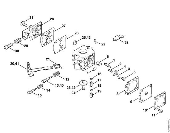 Zage z bencinskim motorjem (MS) 009 Q Uplinjac WT-29 (12.87) della Marca Stihl
