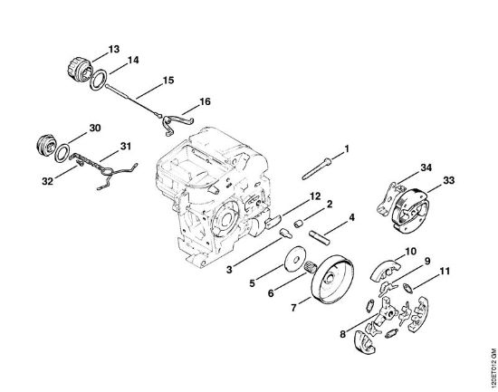 Zage z bencinskim motorjem (MS) 010 AV Sklopka della Marca Stihl