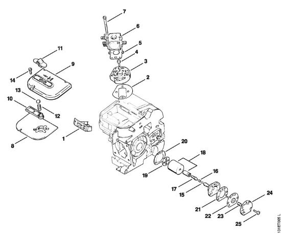 Zage z bencinskim motorjem (MS) 012 AVEQ Zracni filter, oljna crpalka della Marca Stihl