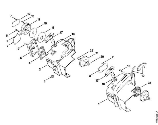 Zage z bencinskim motorjem (MS) 015 AVE Rocaj s pokrovom della Marca Stihl