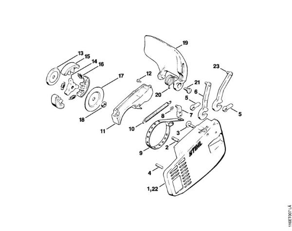 Zage z bencinskim motorjem (MS) 015 AVE Zavora verige della Marca Stihl