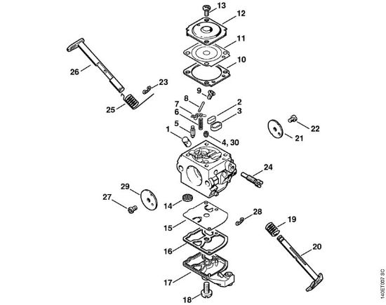 Zage z bencinskim motorjem (MS) 017 C Uplinjac C1Q-S43 (49.2000) della Marca Stihl