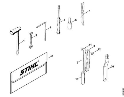 Zage z bencinskim motorjem (MS) 020 (1114) Orodje, posebni pribor della Marca Stihl