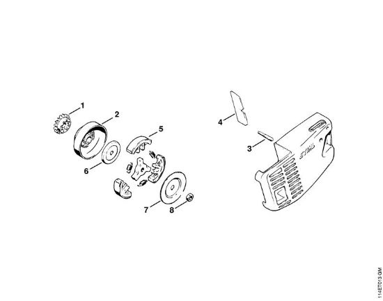 Zage z bencinskim motorjem (MS) 020 (1114) Sklopka (39.81), (2.80) della Marca Stihl