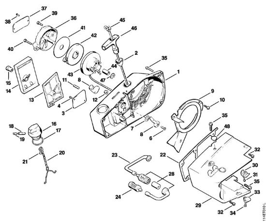 Zage z bencinskim motorjem (MS) 020 (1114) Zagonska naprava della Marca Stihl