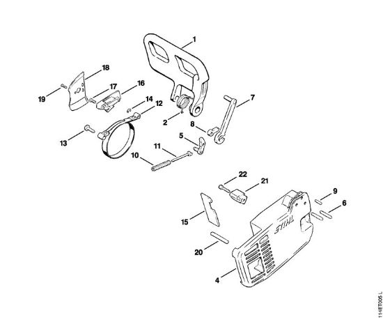 Zage z bencinskim motorjem (MS) 020 (1114) Zavora verige della Marca Stihl