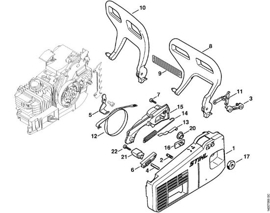 Zage z bencinskim motorjem (MS) 020 (1129) Pokrov verižnika della Marca Stihl