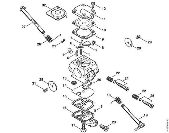 Zage z bencinskim motorjem (MS) 020 (1129) Uplinjac C1Q-S32 della Marca Stihl