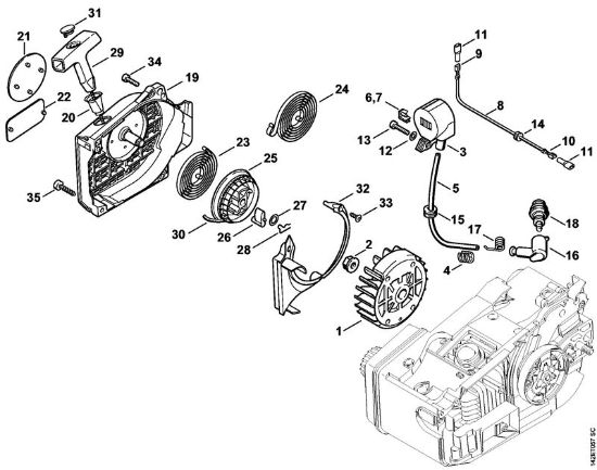 Zage z bencinskim motorjem (MS) 020 (1129) Zagonska naprava della Marca Stihl