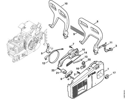 Zage z bencinskim motorjem (MS) 020 T Pokrov verižnika della Marca Stihl