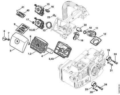 Zage z bencinskim motorjem (MS) 020 T Zracni filter 020 T della Marca Stihl