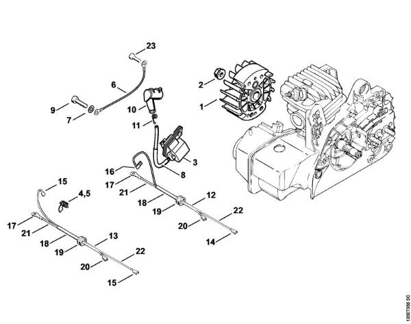 Zage z bencinskim motorjem (MS) 023 Vžigalna naprava della Marca Stihl